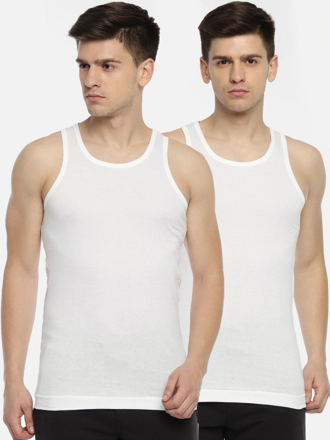 Pepe Jeans London Men Solid White Vest Pack Of 2